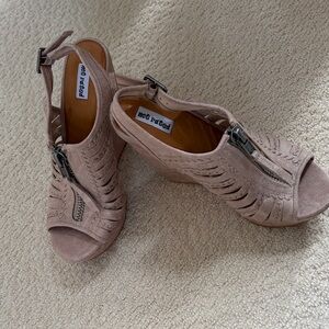 Not Rated Taupe Peep Toe Wedges